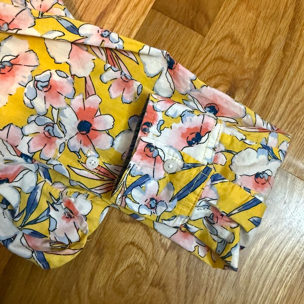 Tommy Hilfiger Womens Small Yellow Pink Floral Cotton Long Sleeve Shirt Cottage - Picture 9 of 9